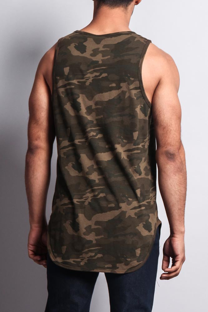 Basic Long Length Curved Hem Tank Top