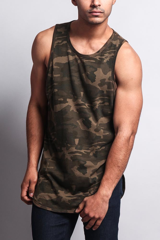 Basic Long Length Curved Hem Tank Top