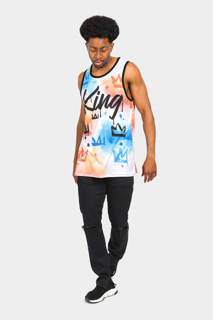 Paint Wash Crowned King Tank Top