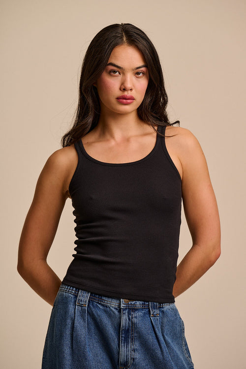 Tully - Cotton Strappy Vest in Black