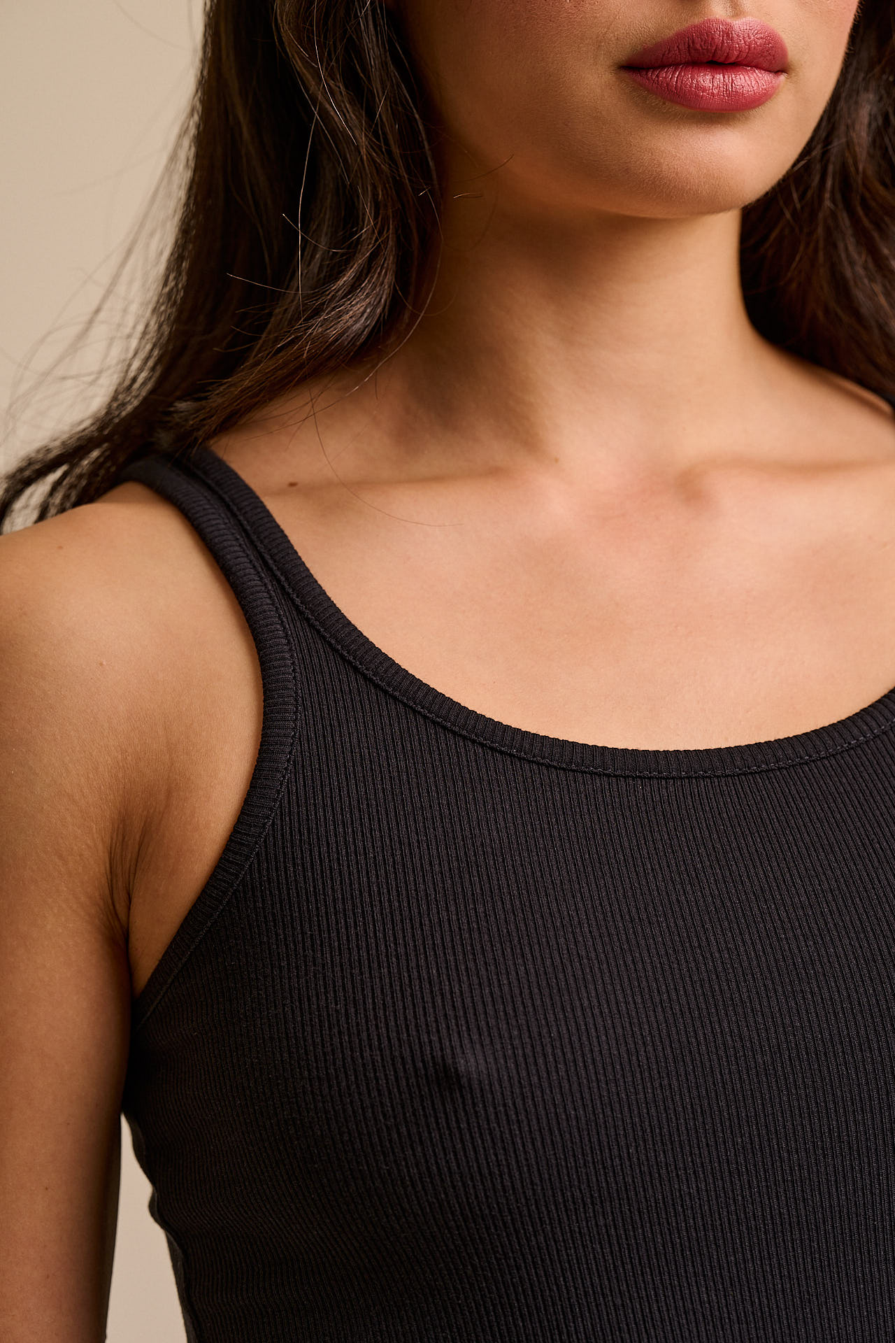 Tully - Cotton Strappy Vest in Black