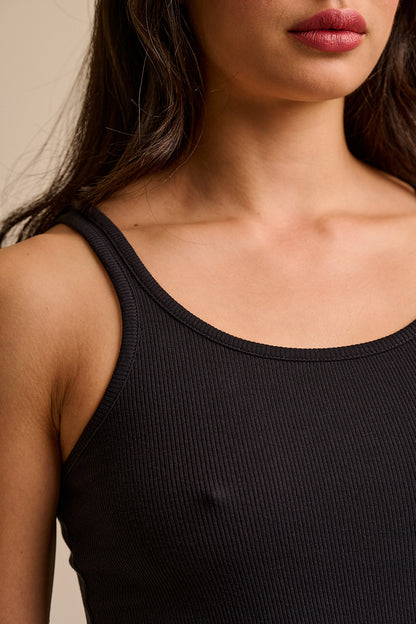 Tully - Cotton Strappy Vest in Black