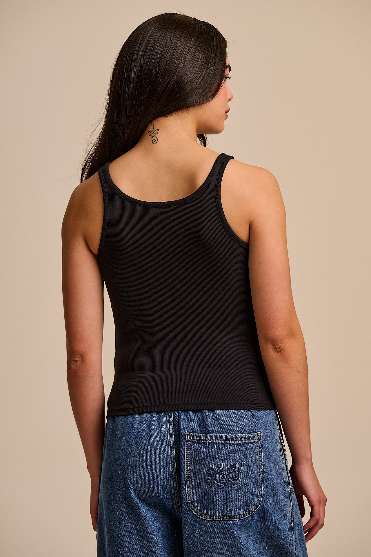 Tully - Cotton Strappy Vest in Black