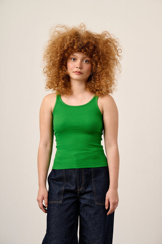 Tully - Cotton Strappy Vest in Green