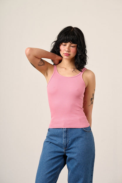 Tully - Cotton Strappy Vest in Pink