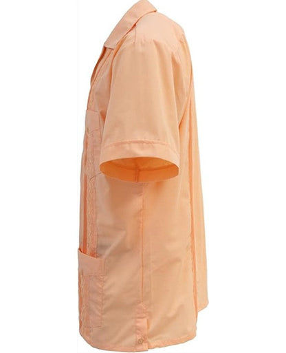 Men's Short Sleeve Cuban Style Guayabera Shirt (PEACH-DURAZNO)