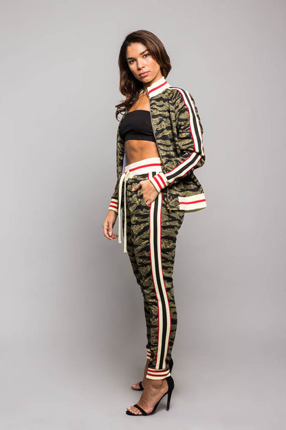 Tiger Print Track Suit Set