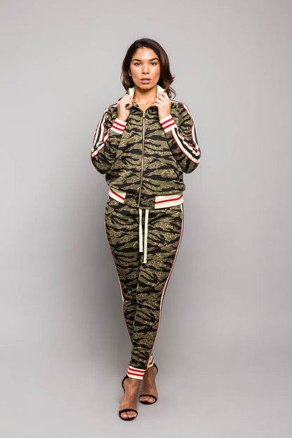 Tiger Print Track Suit Set