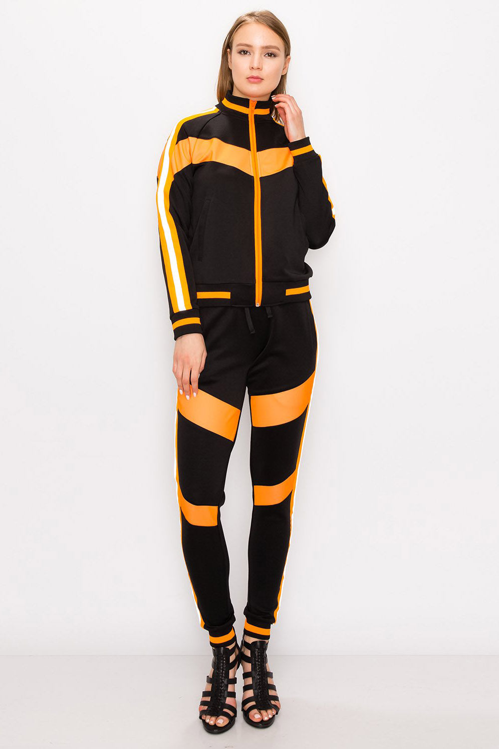 Reflective Neon Striped Track Suit