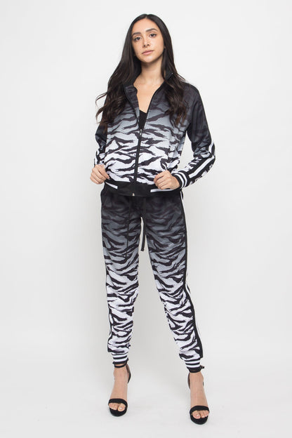 Ombre Gradient Tiger Stripe Tracksuit