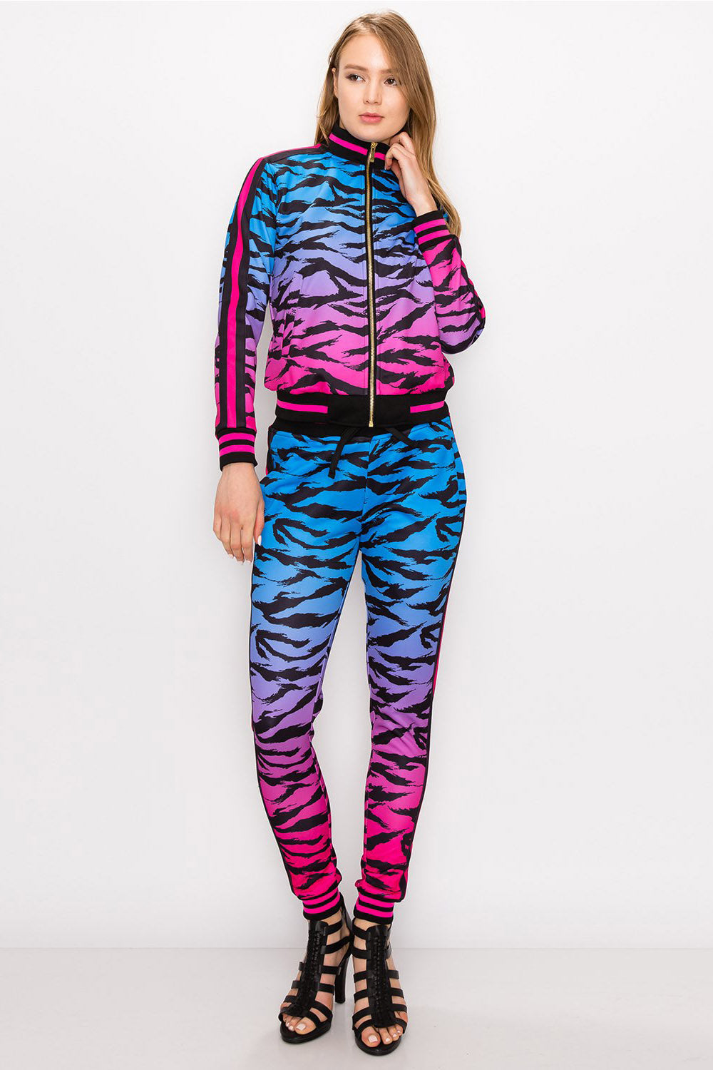 Ombre Gradient Tiger Stripe Tracksuit