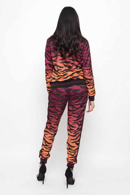 Ombre Gradient Tiger Stripe Tracksuit