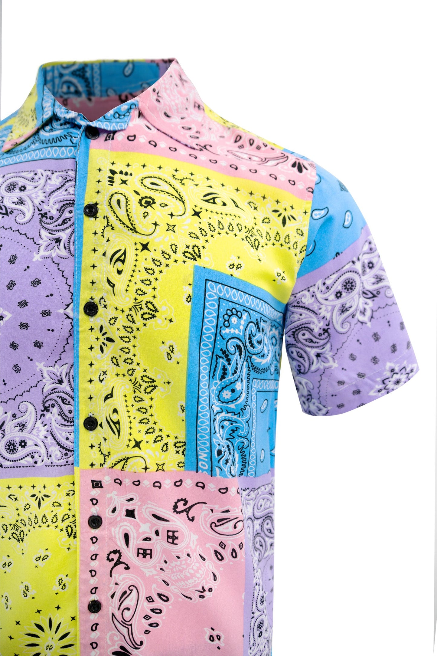 Men's Pastel Color block Bandana Shirt and Shorts Set