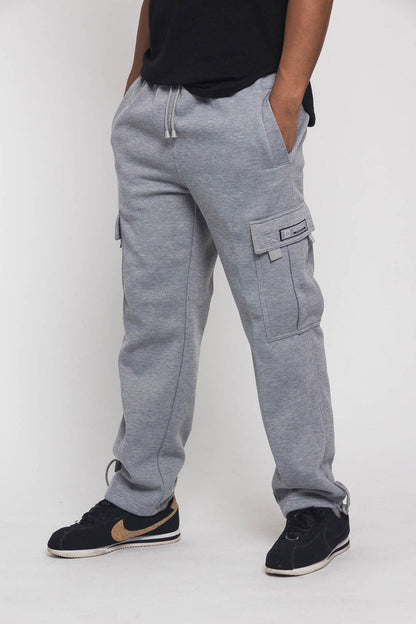 Victorious Men's Solid Fleece Heavyweight Cargo Sweat Pants