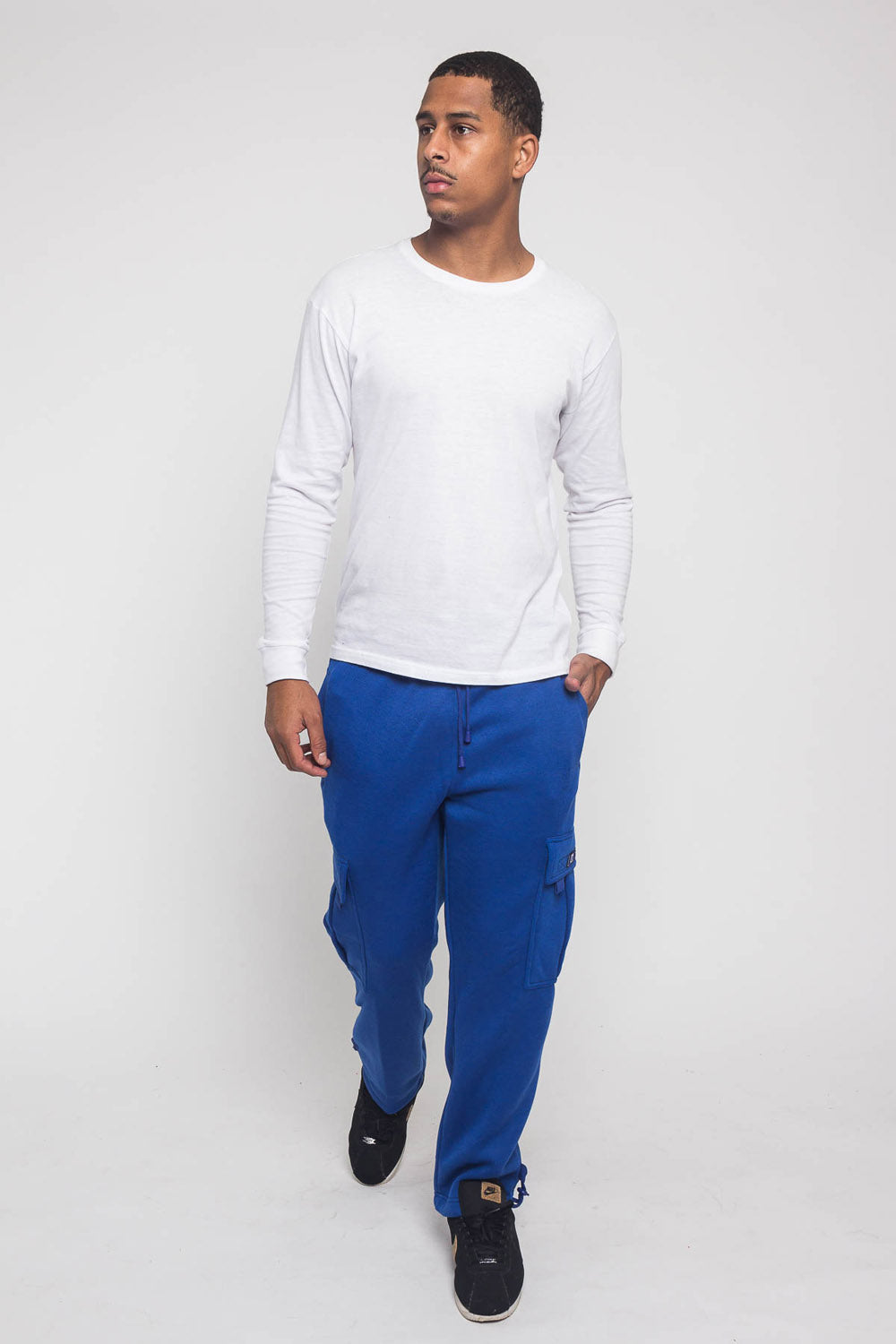 Victorious Men's Solid Fleece Heavyweight Cargo Sweat Pants