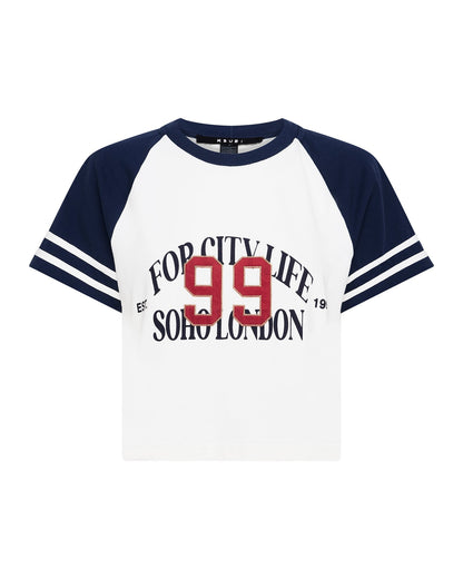 RAGLAN BOXY SS TEE VINTAGE WHITE/NAVY