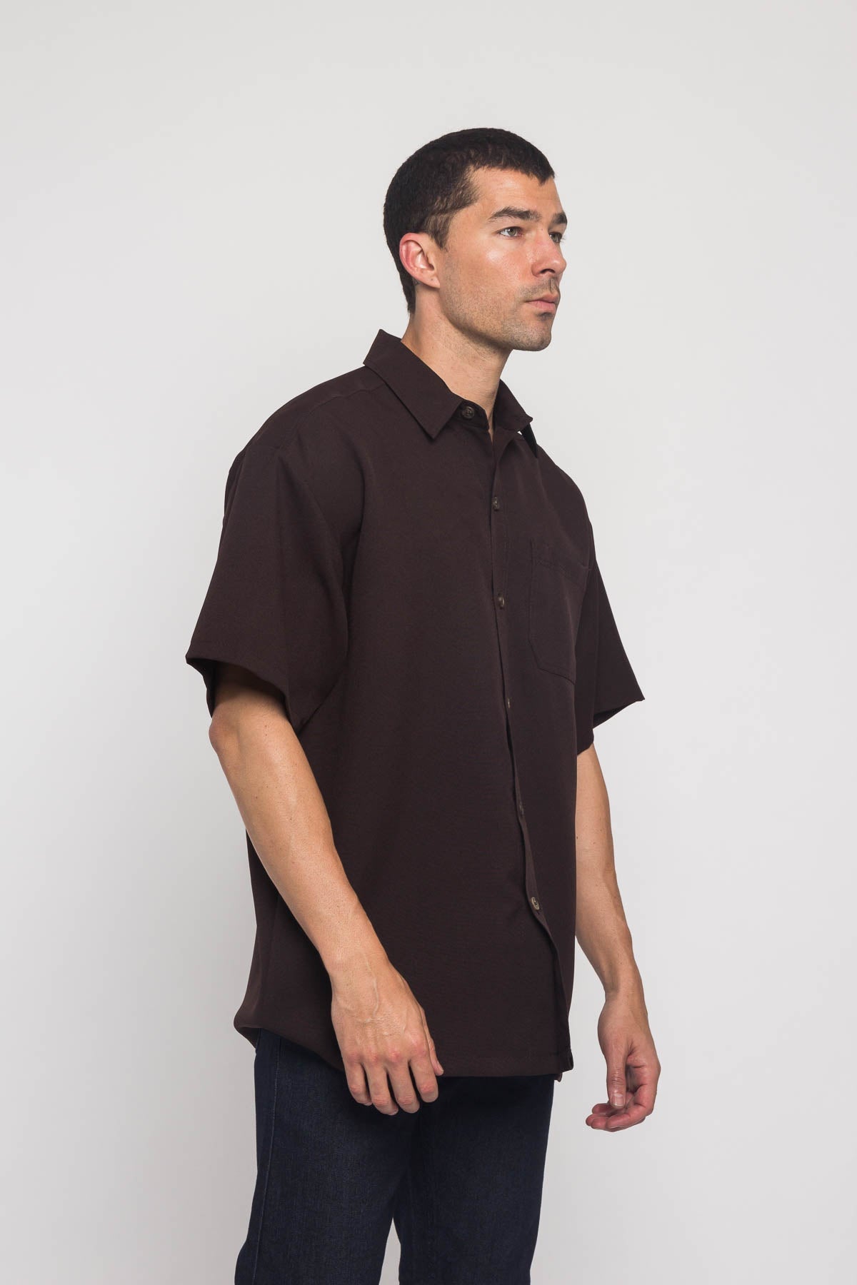 Western Casual Solid Short Sleeve Button Up Shirt