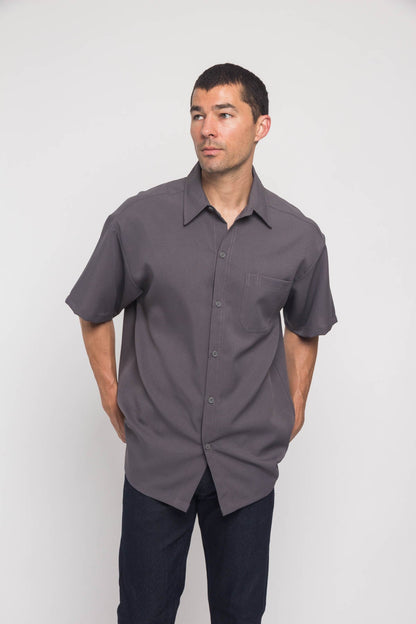 Western Casual Solid Short Sleeve Button Up Shirt