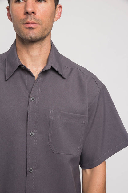 Western Casual Solid Short Sleeve Button Up Shirt
