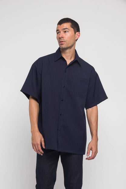 Western Casual Solid Short Sleeve Button Up Shirt