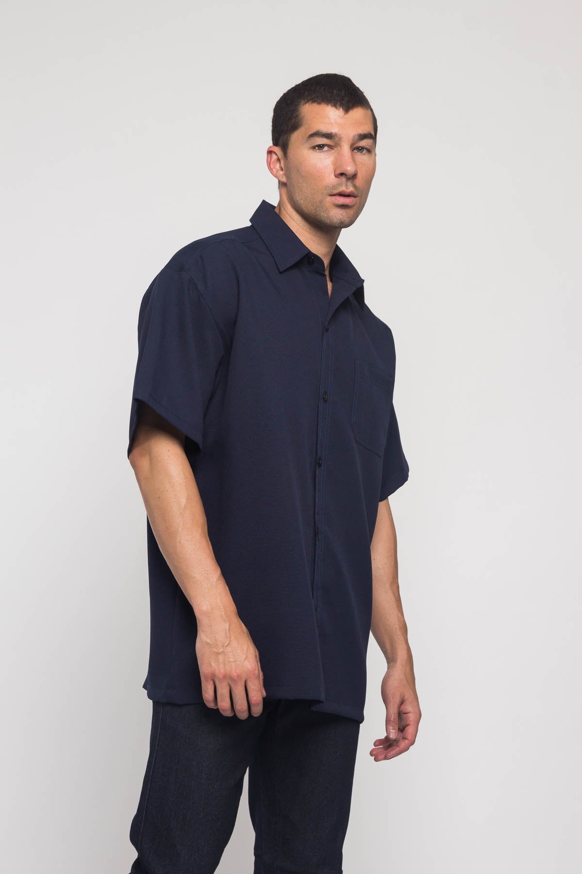 Western Casual Solid Short Sleeve Button Up Shirt