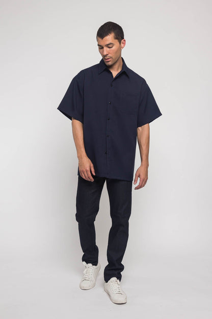 Western Casual Solid Short Sleeve Button Up Shirt