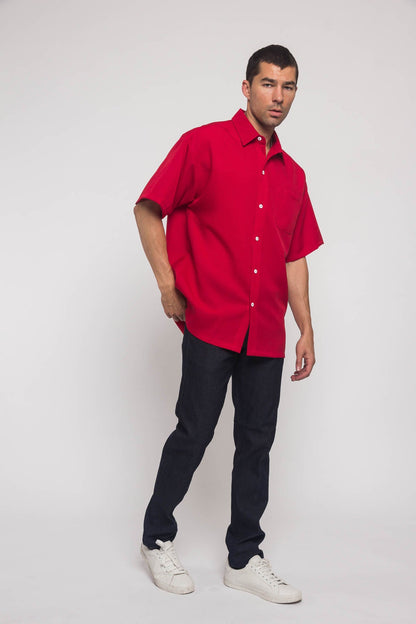Western Casual Solid Short Sleeve Button Up Shirt