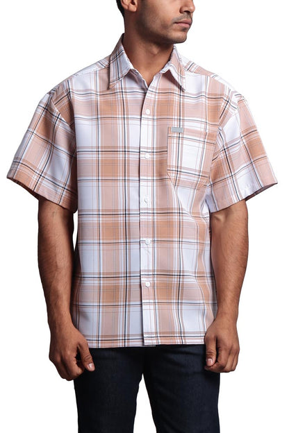 Western Casual Plaid Short Sleeve Button Up Shirt