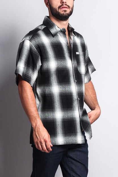 Western Casual Plaid Short Sleeve Button Up Shirt