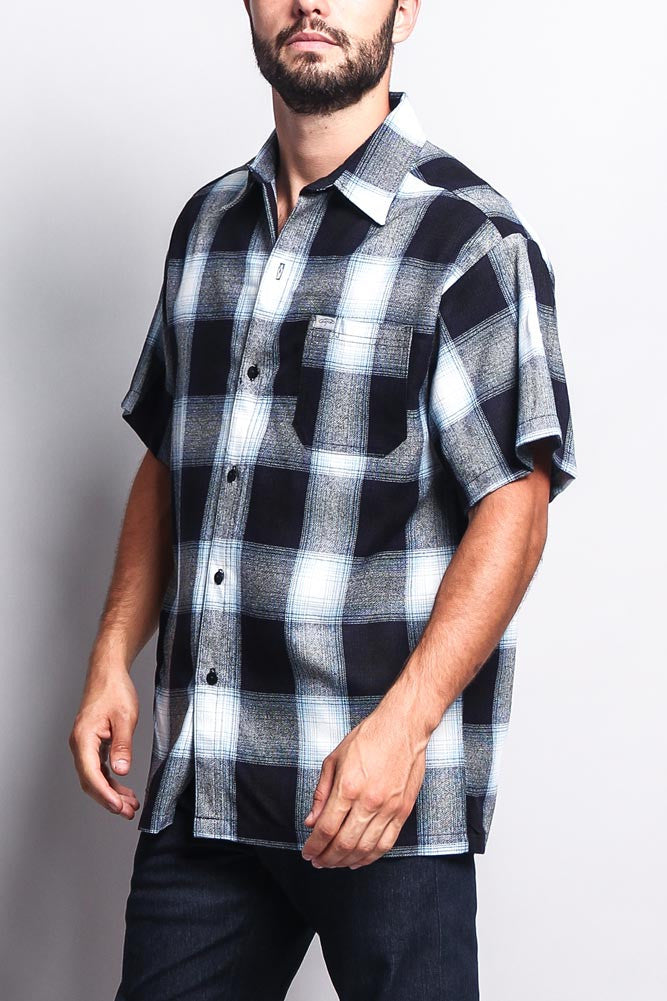 Western Casual Plaid Short Sleeve Button Up Shirt