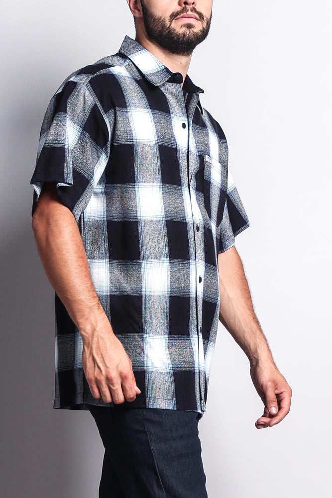 Western Casual Plaid Short Sleeve Button Up Shirt