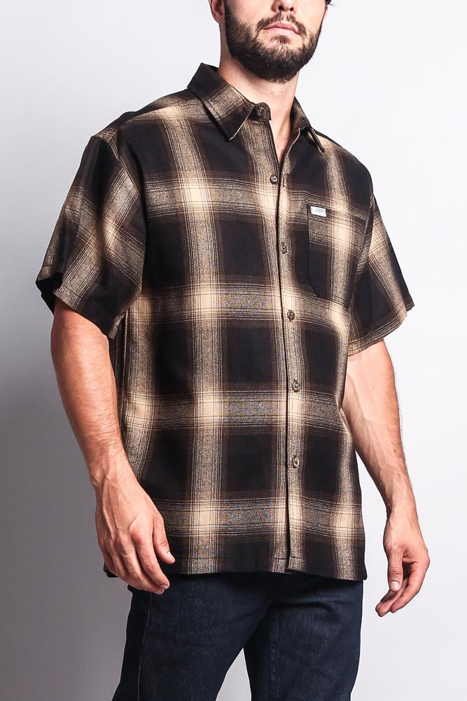 Western Casual Plaid Short Sleeve Button Up Shirt