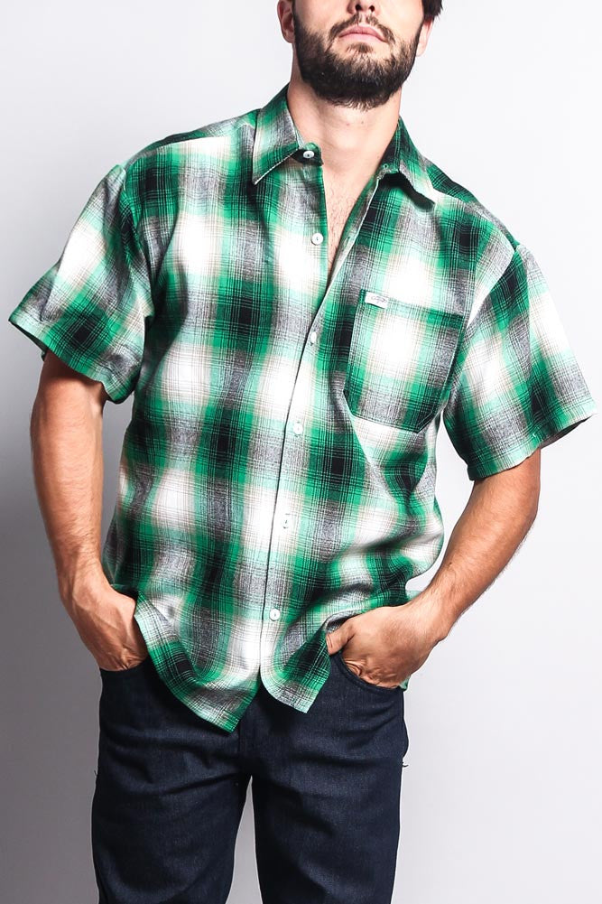 Western Casual Plaid Short Sleeve Button Up Shirt