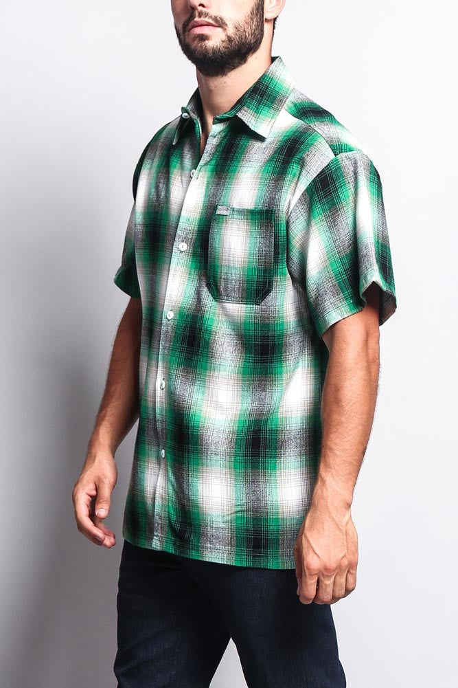 Western Casual Plaid Short Sleeve Button Up Shirt