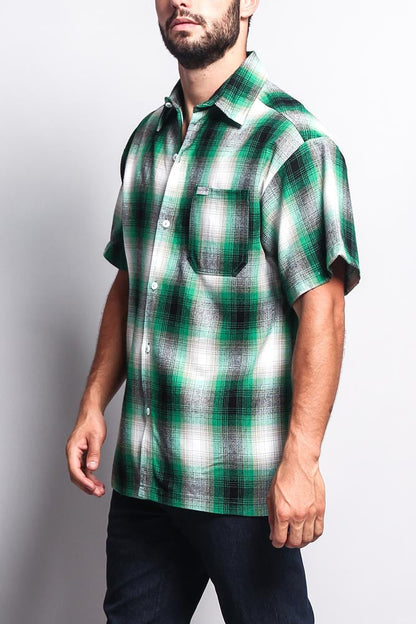 Western Casual Plaid Short Sleeve Button Up Shirt