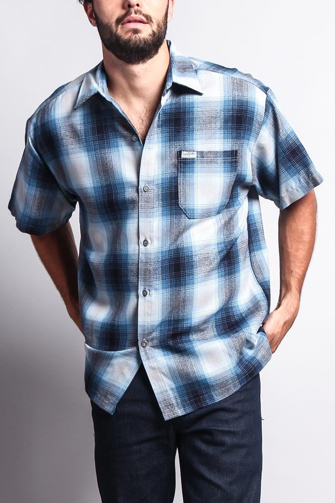 Western Casual Plaid Short Sleeve Button Up Shirt