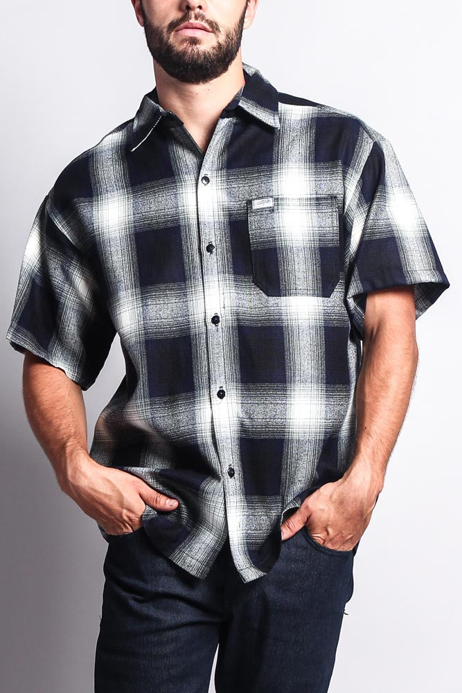 Western Casual Plaid Short Sleeve Button Up Shirt