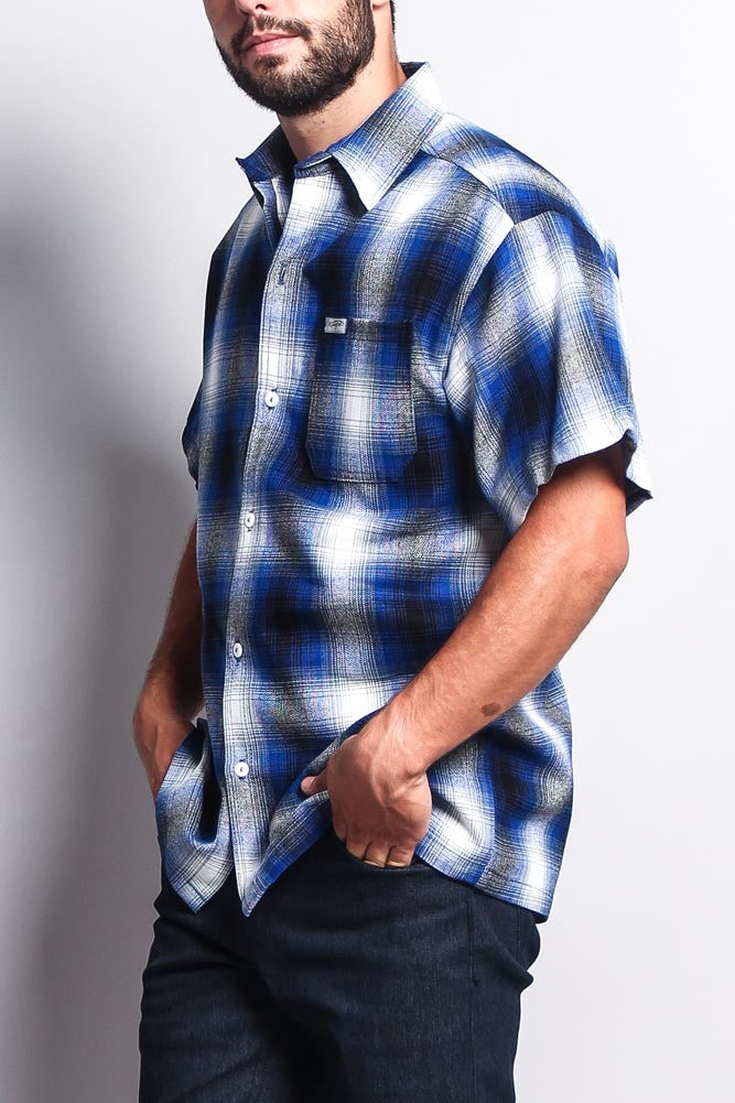 Western Casual Plaid Short Sleeve Button Up Shirt