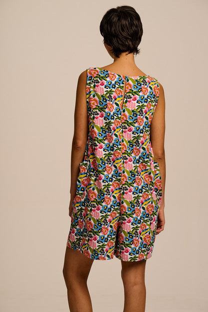 Zadie - Cotton & Viscose Playsuit in Ivory Birdie Floral