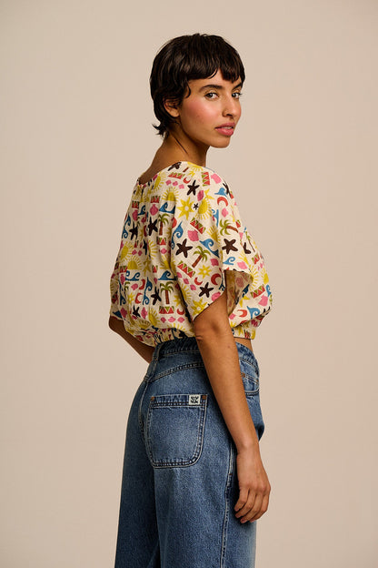 Zamora - Cotton Top in Coastal Beach Tile Print