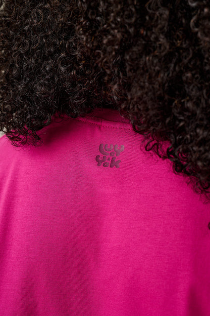 Zayla - Cotton Cropped Boxy T-Shirt in Festive Fuchsia
