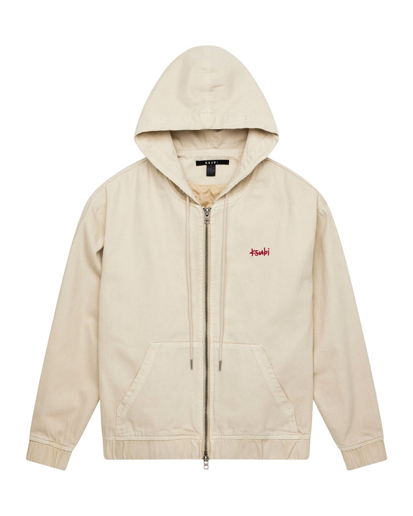 ZIPPED DENIM HOODIE ECRU