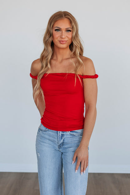 Zariya Off Shoulder Top - Cherry