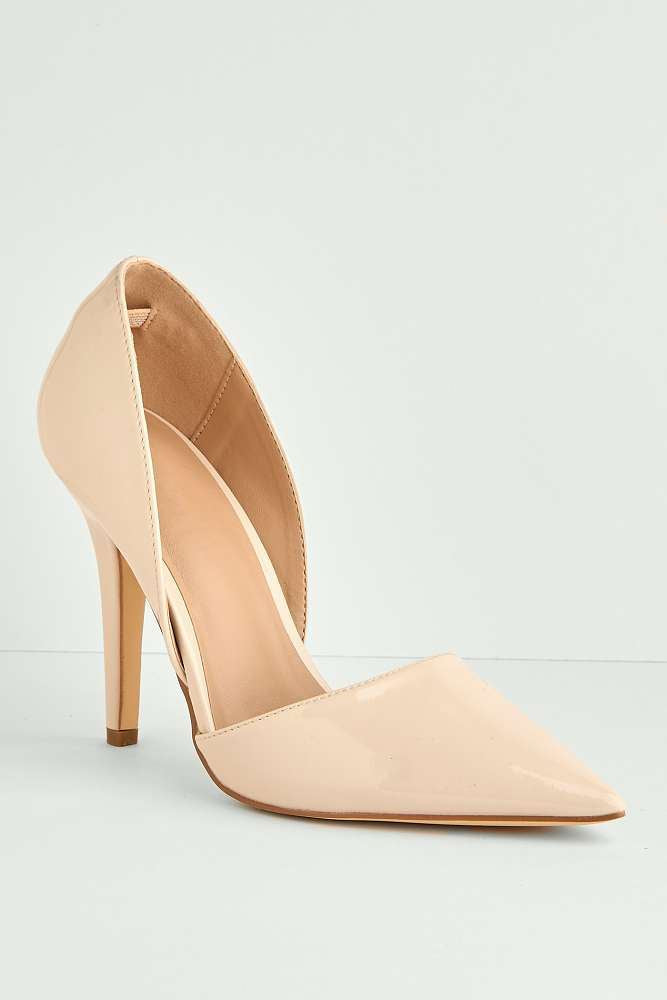 Milaya Cut-out Side Pointed Toe Court Shoes in Nude