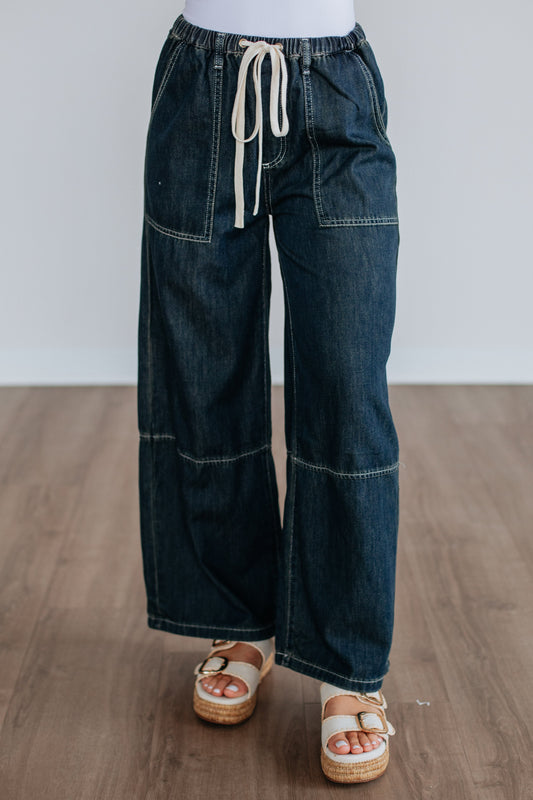 Twila Wide Leg Pants - Dark Wash