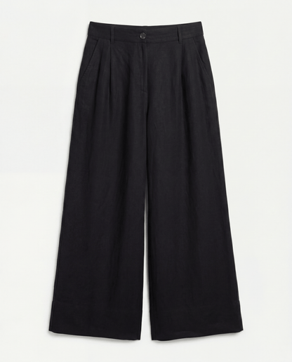 Womens Resort Linen Wide Leg Trouser