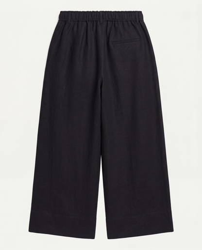 Womens Resort Linen Wide Leg Trouser