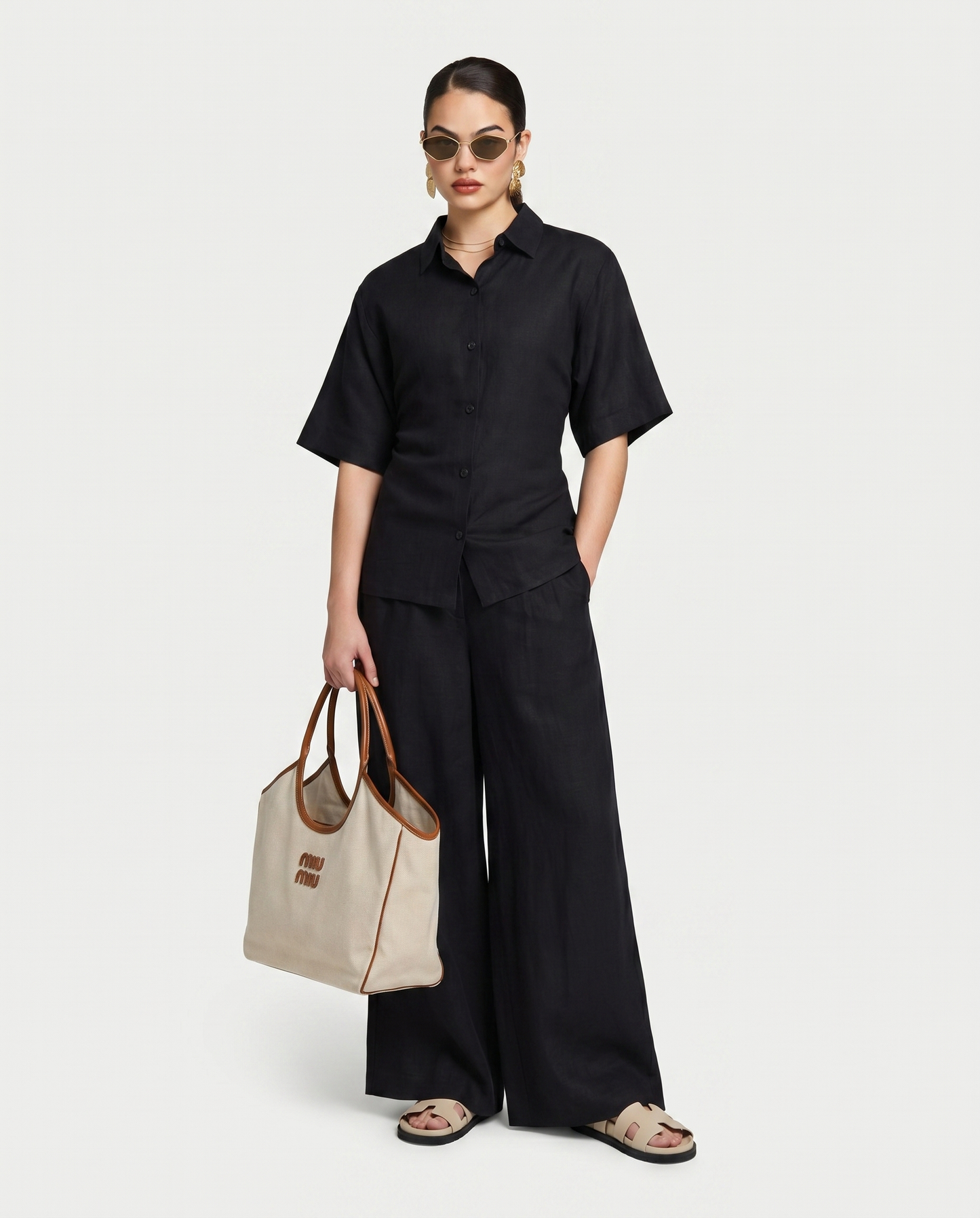 Womens Resort Linen Dual-Wear Shirt