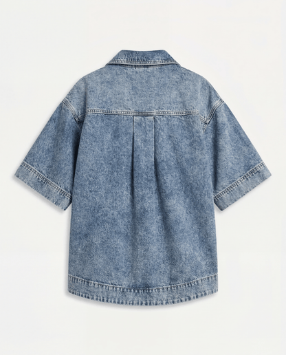 Womens Denim Short Sleeve Shirt