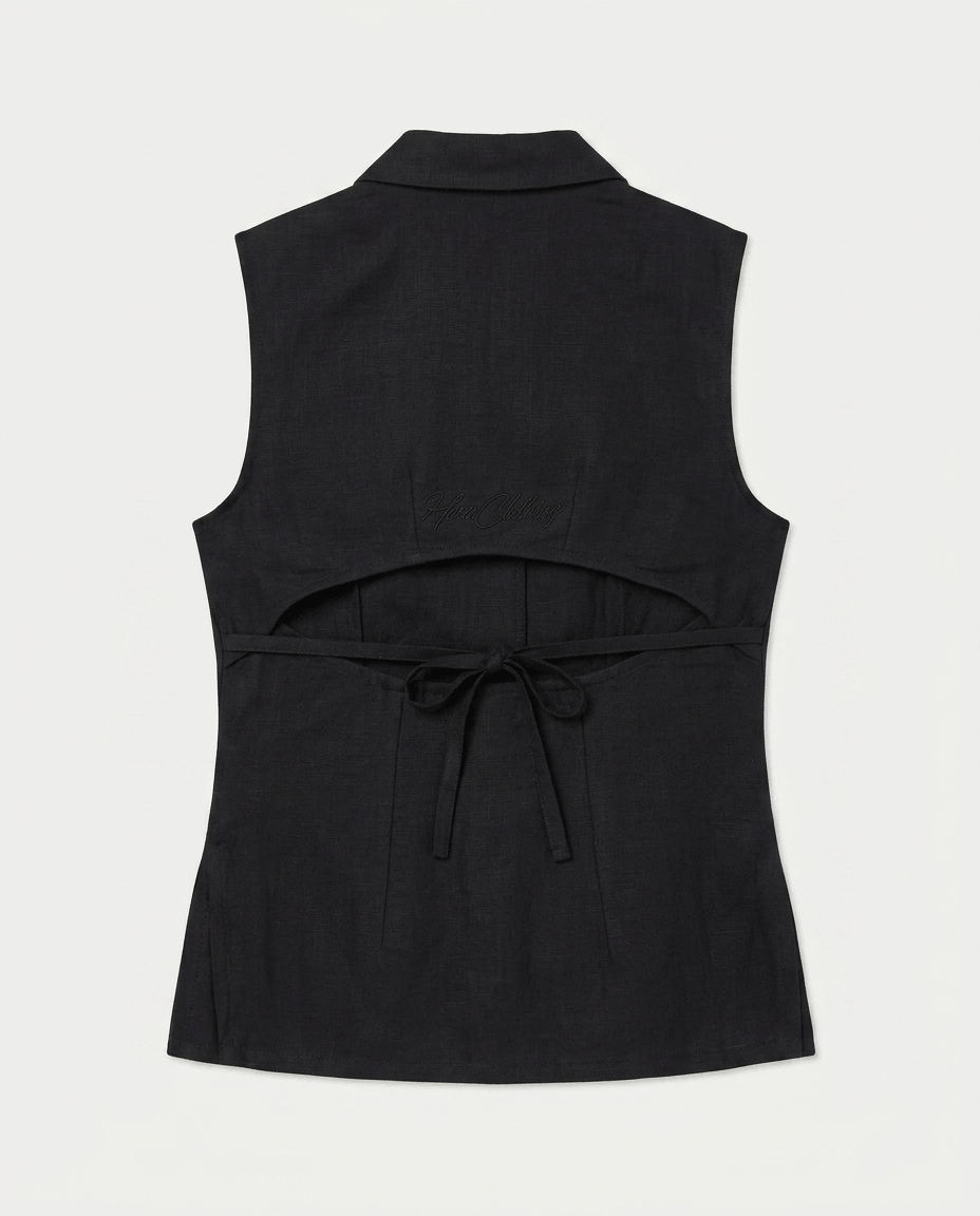 Womens Resort Linen Waistcoat